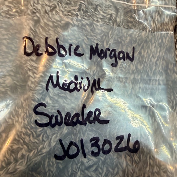 Debbie Morgan Gray Open Knit Cardigan Waterfall Draped Sweater | M - Picture 8 of 8